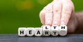 Dice form the words 'heart' and 'health'. Symbol for a heart checkup. Royalty Free Stock Photo