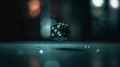 Dice Frozen in Motion Against Dark Background Investment Risk and Uncertainty Royalty Free Stock Photo