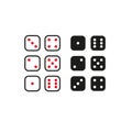 Dice game cubes. Number pattern set. Game square elements. Vector pixel. Royalty Free Stock Photo