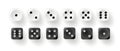 Dice game with cubes vector illustration. Cubes gambling objects to play in casino, dice from one to six dots and