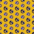 Dice game pattern on a yellow background. Concept for games, game Board, presentation, banners. isometric seamless background
