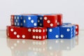 Dice game play random red blue Royalty Free Stock Photo