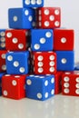 Dice game play random red blue Royalty Free Stock Photo