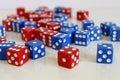 Dice game play random red blue Royalty Free Stock Photo