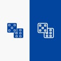 Dice, Gaming, Probability Line and Glyph Solid icon Blue banner