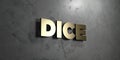 Dice - Gold sign mounted on glossy marble wall - 3D rendered royalty free stock illustration