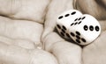 Dice In Hand Sepia Royalty Free Stock Photo