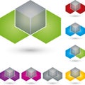 Dice and hexagon, IT services and engineer logo