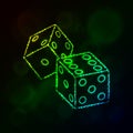 Dice icon silhouette of lights. Casino symbol Royalty Free Stock Photo