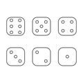 Dice icons set. Simple outline dice. Random number shapes. Vector illustration