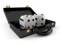 Dice inside black briefcase Royalty Free Stock Photo