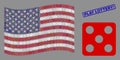 United States Flag Stylized Composition of Dice and Grunge Play Lottery! Stamp