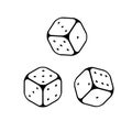 Dice line icons game objects. Royalty Free Stock Photo
