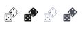 Dice Line and Silhouette Icon Set. Play Cube Roll, Lucky Game Symbol Collection. Backgammon Fun. Gambling Risk, Bet Royalty Free Stock Photo