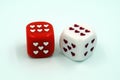 Dice in love - double six Royalty Free Stock Photo