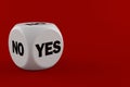 Dice with no and yes text Royalty Free Stock Photo