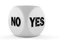 Dice with no and yes text Royalty Free Stock Photo