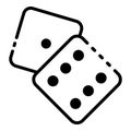 Dice one six face icon, outline style Royalty Free Stock Photo