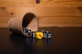 Dice out of a cup Royalty Free Stock Photo