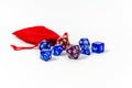 Dice for playing dnd, rpg, fantasy games. twenty-sided cube and polyhedral cubes on white background Royalty Free Stock Photo