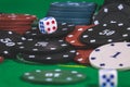 Dice ,Poker Chips Multicolor Royalty Free Stock Photo