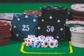 Dice ,Poker Chips Royalty Free Stock Photo