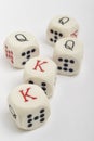 Dice poker game. Craps detail in white background
