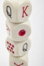 Dice poker game tower. Craps detail in white background