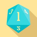 Dice polygonal number icon, flat style