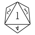 Dice polygonal number icon, outline style
