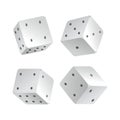 Dice - realistic white cubes with random numbers of black dots or pips and rounded edges. Vector game cubes isolated Royalty Free Stock Photo