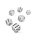 Dice. Render white realistic dices. Casino and betting background. Vector Royalty Free Stock Photo