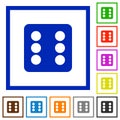 Dice six flat framed icons Royalty Free Stock Photo