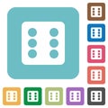 Dice six rounded square flat icons