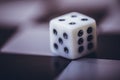 Dice on table, vintage effect. Background for casino games, gambling, luck or randomness. Rolling the dice concept for business Royalty Free Stock Photo