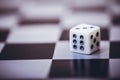 Dice on table, vintage effect. Background for casino games, gambling, luck or randomness. Rolling the dice concept for business Royalty Free Stock Photo