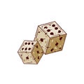 Dice for tabletop game. Six-sided D6 for roleplay. Entertainment and hobby.