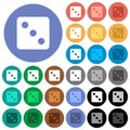 Dice three round flat multi colored icons