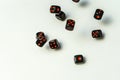Dice are thrown on the table. Dice game on white background.