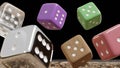 6 Dice thrown with various materials