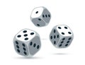 Dice vector 3d objects isolated illustration, gambling games design, board games.