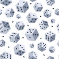 Dice vector pattern. Seamless background with picture of dice. Illustrations for game club or casino