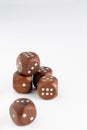 Dice wooden pile on white background