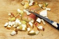 Diced apples. Cooking healthy food at home. The concept of a diet, healthy food