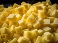 Diced Boiled Potato Pile, Chopped Potatoes, Cooked Cubed Potato on White