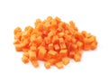 Diced carrots on a white background