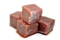 Diced or cubed raw beef steak Royalty Free Stock Photo