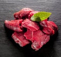 Diced deer steak for a venison goulash Royalty Free Stock Photo