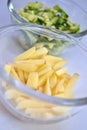 Diced potato and bitter melon in transparent bowl Royalty Free Stock Photo