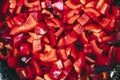 Diced red peppers, ready to cook Royalty Free Stock Photo